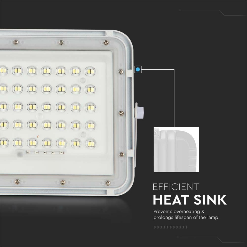LED spoljašnji prigušiva solarni reflektor LED/6W/3,2V IP65 4000K 5000 mAh beli + daljinski upravljač