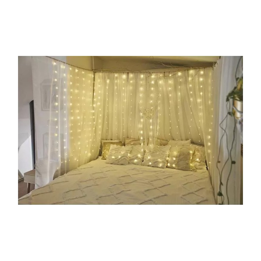 LED spoljni svetleći lanac 300xLED/8 funkcija, 5,9 m, IP44, topla bela