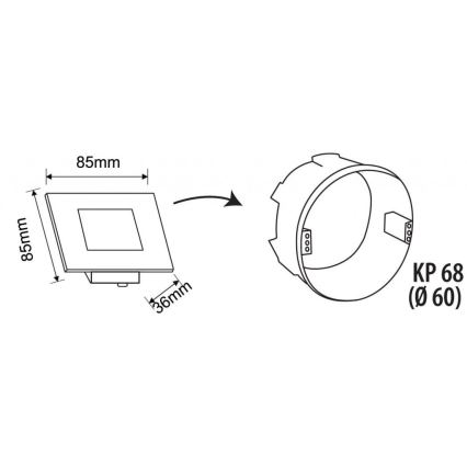 LED spoljno svetlo za stepenište LED/1,7W/230V 3000/4000/6000K IP54 belo