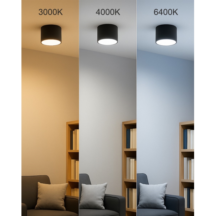 LED spot svetiljka 10W/230V, 3000/4000/6400K, prečnik 12 cm, crna