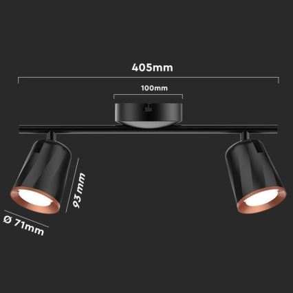LED spot svetiljka 2xLED/5W/230V 4000K crna