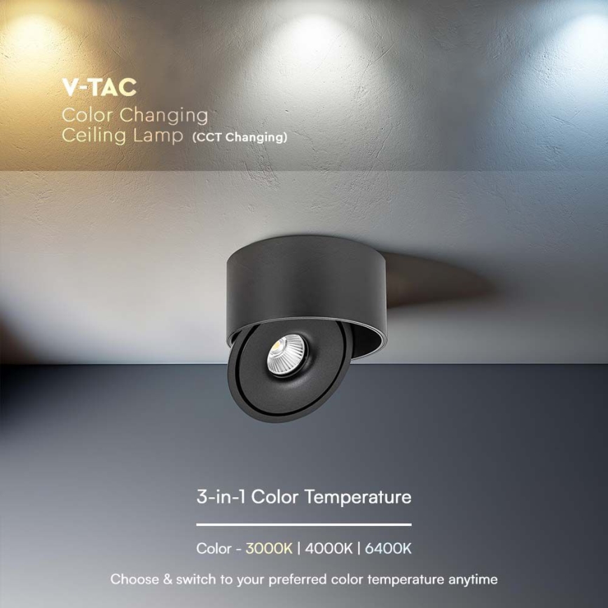 LED fleksibilna tačkasta svetiljka LED/28W/230V 3000/4000/6400K CRI 90 crna