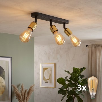 LED spot svetiljka TOP 3xE27/15W/230V crna/zlatna