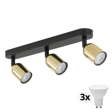 LED spot svetiljka TOP 3xGU10/10W/230V crna/zlatna