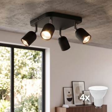 LED spot svetiljka TOP 4xGU10/10W/230V crna