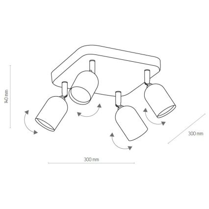 LED spot svetiljka TOP 4xGU10/10W/230V crna