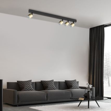 LED spot svetiljka TOP 4xGU10/10W/230V crna/zlatna