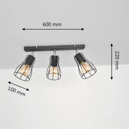 LED spot svetiljka TUBE II 3xE27/15W/230V crna