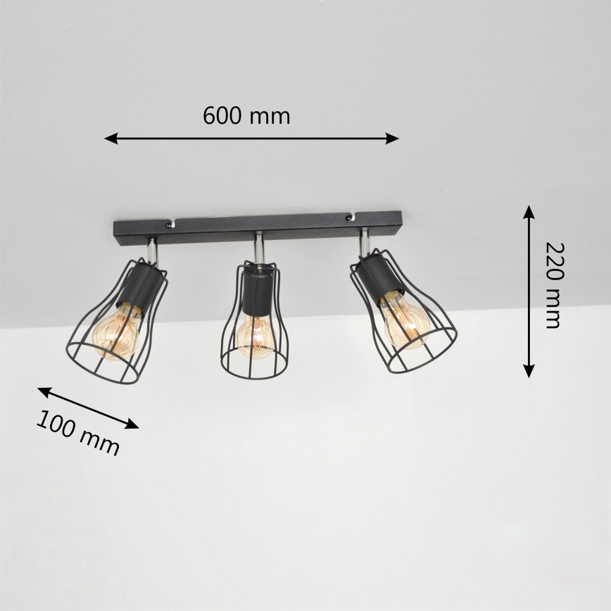 LED spot svetiljka TUBE II 3xE27/15W/230V crna