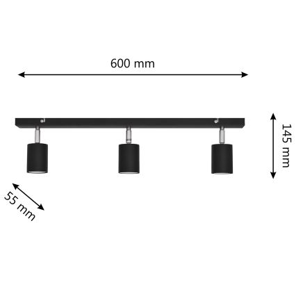LED spot svetiljka TUNE 3xGU10/4,8W/230V crna