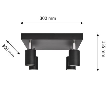 LED spot svetiljka TUNE 4xGU10/4,8W/230V crna