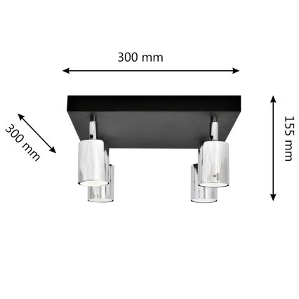 LED spot svetilo TUNE 4xGU10/4,8W/230V matni hrom/crna