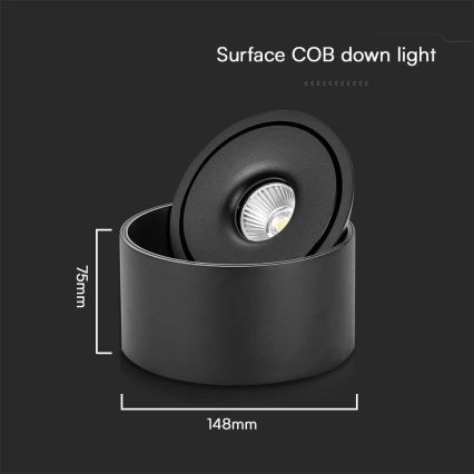 LED fleksibilno spot svetlo LED/20W/230V 3000/4000/6400K CRI 90 crno