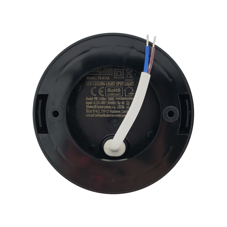 LED spot svetlo LED/9W/230V prečnik 9 cm crna