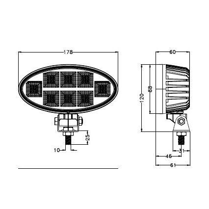 LED spot svetlo za automobil BLACK LED/160W/10-30V IP69 5700K ovalno