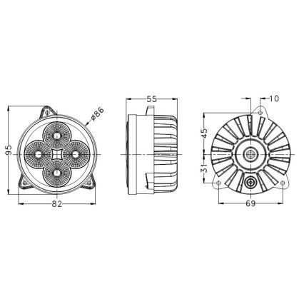 LED spot svetlo za traktor BLACK LED/20W/10-30V IP69 5700K okruglo