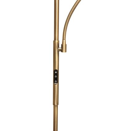 LED prigušiva podna lampa NORA LED/25W/230V 2200/3000/4000K + LED/5W 3000K zlatna + daljinski upravljač