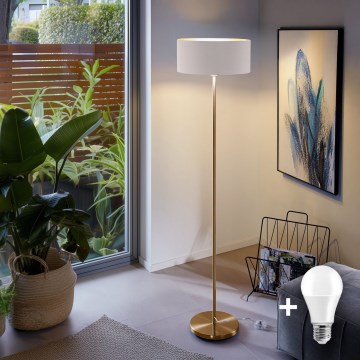 LED stojeća lampa TUNJA 1xE27/20W/230V prečnik 38 cm zlatna/bela