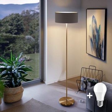 LED stojeća lampa TUNJA 1xE27/20W/230V, prečnik 38 cm, zlatna/smeđa