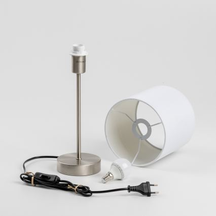 LED stona lampa 1xE14/5W/230V bela/matni hrom