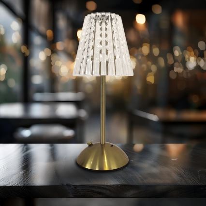 LED prigušiva dodirna punjiva stona lampa ELBA LED/1,6W/800 mAh 3000/4000/6000K zlatna/prozirna