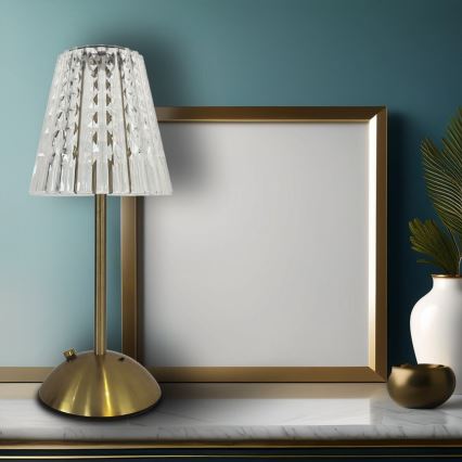 LED prigušiva dodirna punjiva stona lampa ELBA LED/1,6W/800 mAh 3000/4000/6000K zlatna/prozirna
