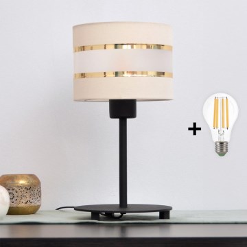 LED stona lampa HELEN 1xE27/15W/230V krem/crna/zlatna