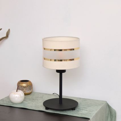 LED stona lampa HELEN 1xE27/15W/230V krem/crna/zlatna