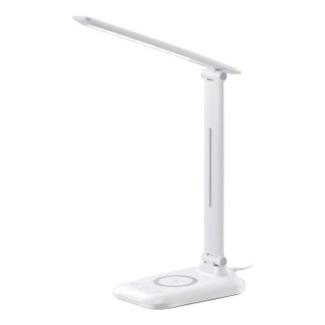 LED stona lampa LUMI, prigušiva, sa bežičnim QI punjenjem i USB priključkom, 7W/230V, bela