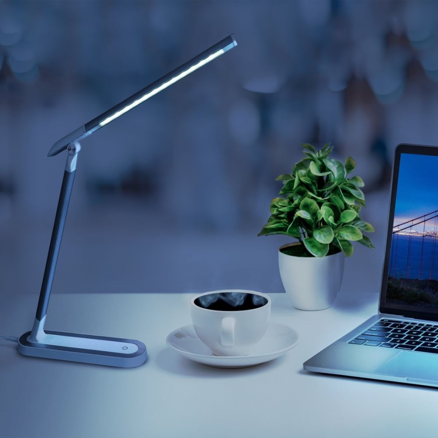 LED prigušiva dodirna stona lampa MADERA LED/7W/230V USB bela