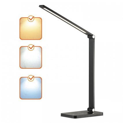 LED prigušiva stona lampa sa bežičnim QI punjenjem NOBLITE Q LED/7W/230V 3000/4000/6500K crna