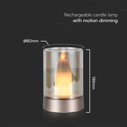 LED stona punjiva lampa prigušiva LED/2W/5V 3000K 2400 mAh bakarna