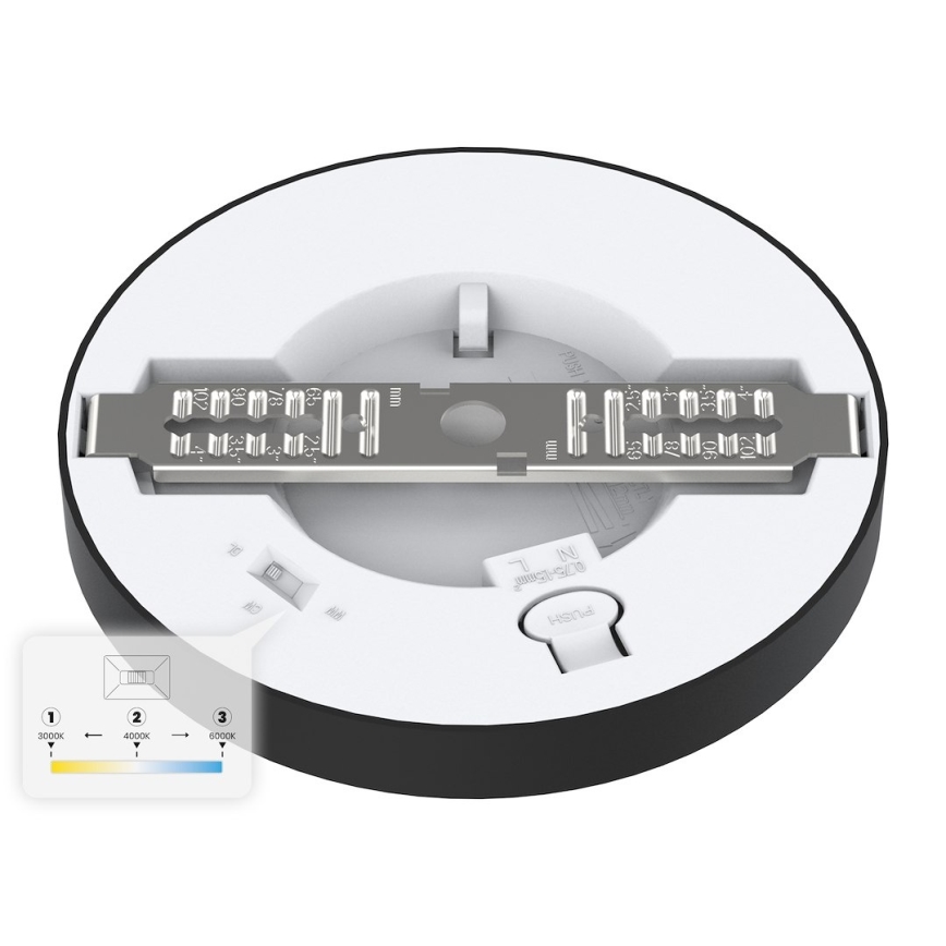 LED stropna svetiljka EVORA LED/6W/230V 3000/4000/6000K Ø 14 cm crna