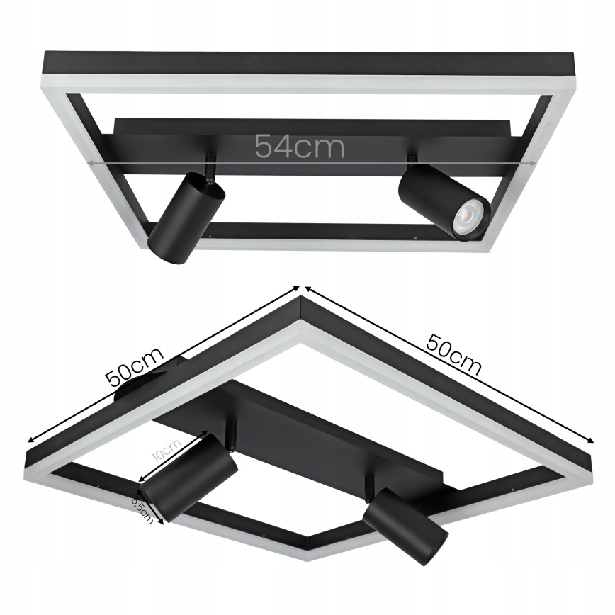 LED stropna svetiljka LED/38W/230V + 2xGU10/30W crna
