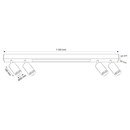 LED stropna svetiljka PARIS LED/24W/230V + 4xGU10/10W crna