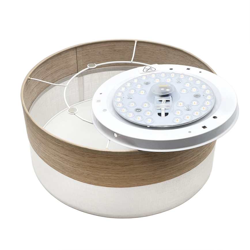 LED stropna svetiljka SIRJA WOOD LED/20W/230V, prečnik 35 cm, bela/hrast