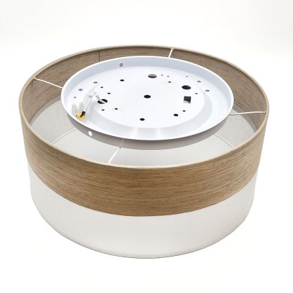 LED stropna svetiljka SIRJA WOOD LED/20W/230V, prečnik 35 cm, bela/hrast