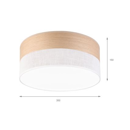 LED stropna svetiljka SIRJA WOOD LED/20W/230V, prečnik 35 cm, bela/hrast