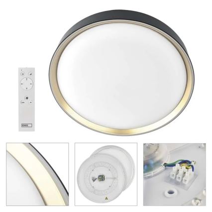 LED prigušiva plafonska svetiljka ILVI LED/45W/230V 2700-6500K prečnik 50 cm crna/mesing + daljinski upravljač