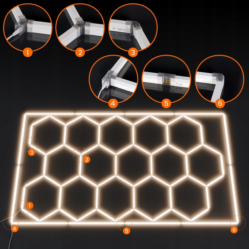 LED plafonsko svetlo HEXAGON LED/696W/85-265V 4000K 484x243 cm CRI 90 IP44 belo
