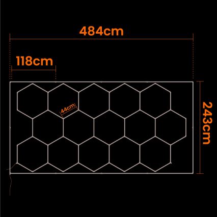 LED plafonsko svetlo HEXAGON LED/696W/85-265V 4000K 484x243 cm CRI 90 IP44 belo