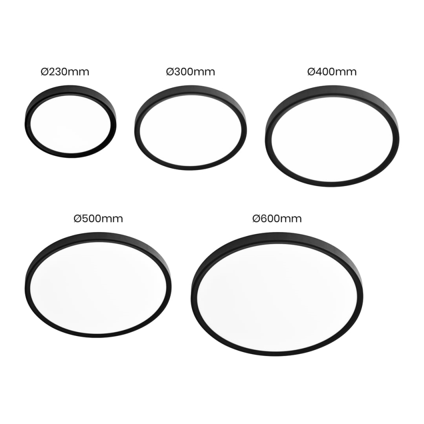 LED stropno svetlo MAQ LED/24W/230V 3000/4000/6500K IP40 crno