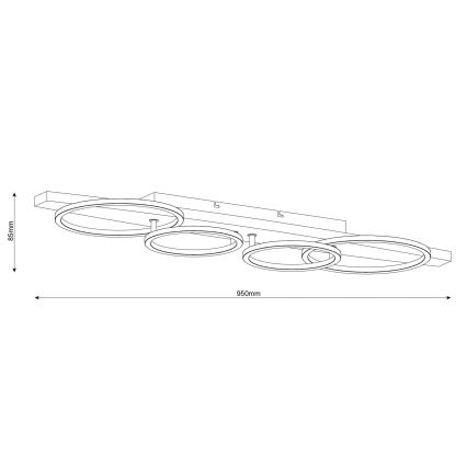LED stropno svetlo MELISA LED/35W/230V 26,5x95 cm borovina