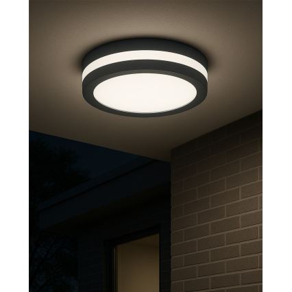 LED kupatilsko stropno svetlo sa senzorom pokreta LED/20W/230V 3000/4000/6500K prečnika 23 cm IP54 antracit