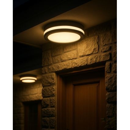 LED kupatilsko stropno svetlo sa senzorom pokreta LED/20W/230V 3000/4000/6500K prečnika 23 cm IP54 antracit
