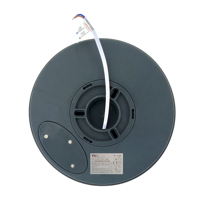 LED kupatilsko stropno svetlo sa senzorom pokreta LED/20W/230V 3000/4000/6500K prečnika 23 cm IP54 antracit