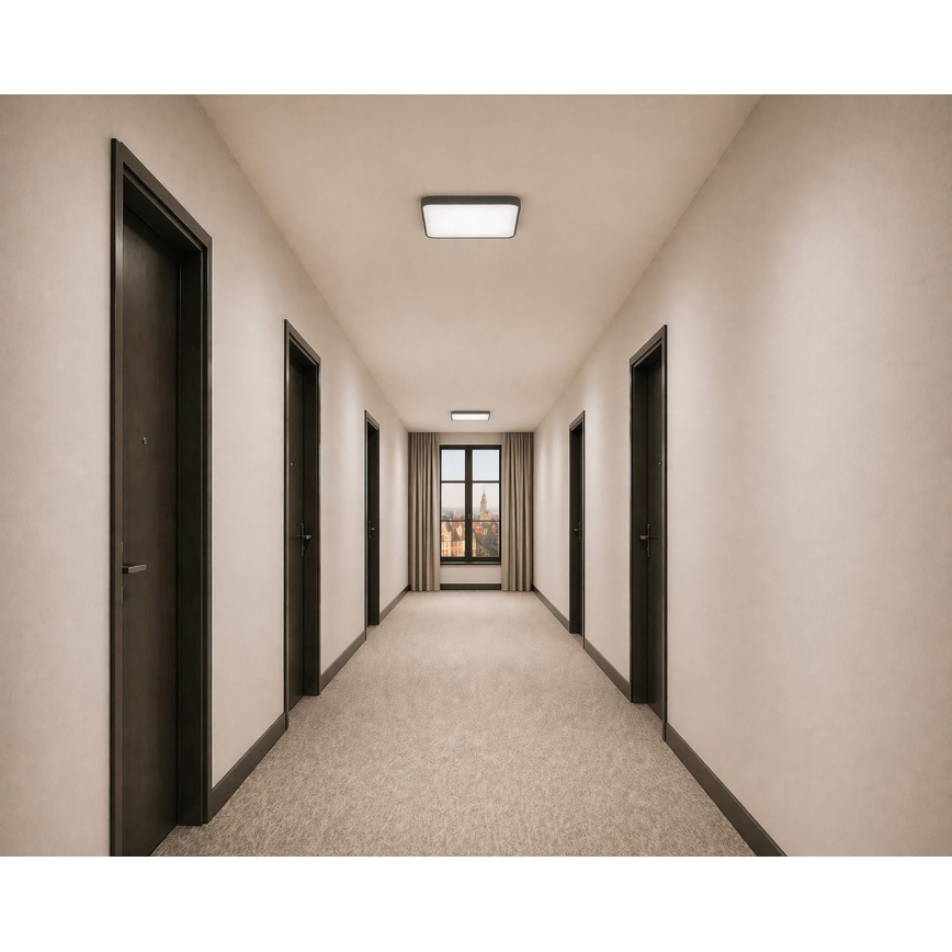 LED stropna svetiljka sa senzorom pokreta i sumraka WILTON LED/24W/230V 4000K 33x33 cm antracit