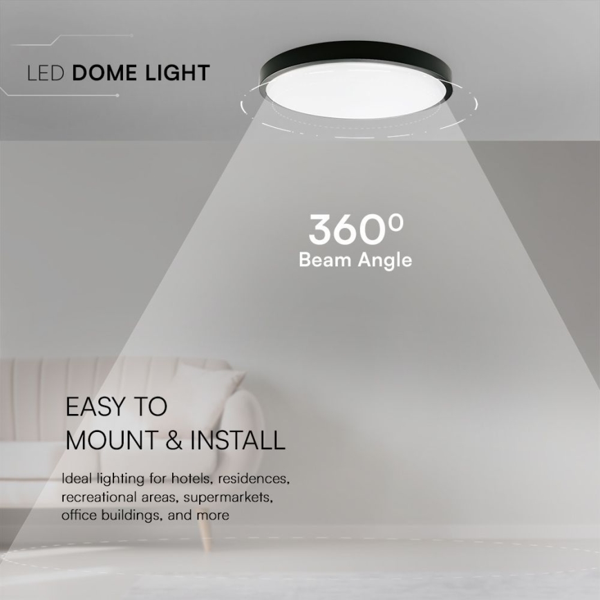 LED stropno svetlo za kupatilo SAMSUNG CHIP LED/24W/230V IP44 3000K prečnika 29 cm crno