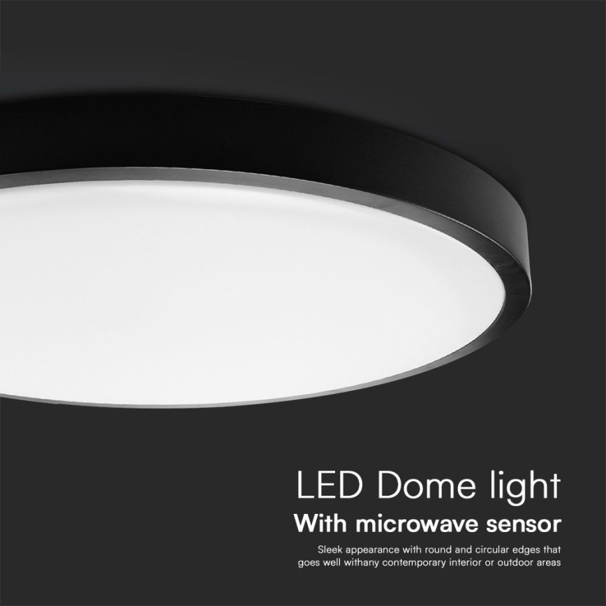 LED plafonsko svetlo za kupatilo sa senzorom SAMSUNG CHIP LED/18W/230V IP44 4000K, prečnika 29 cm, crno + daljinski upravljač