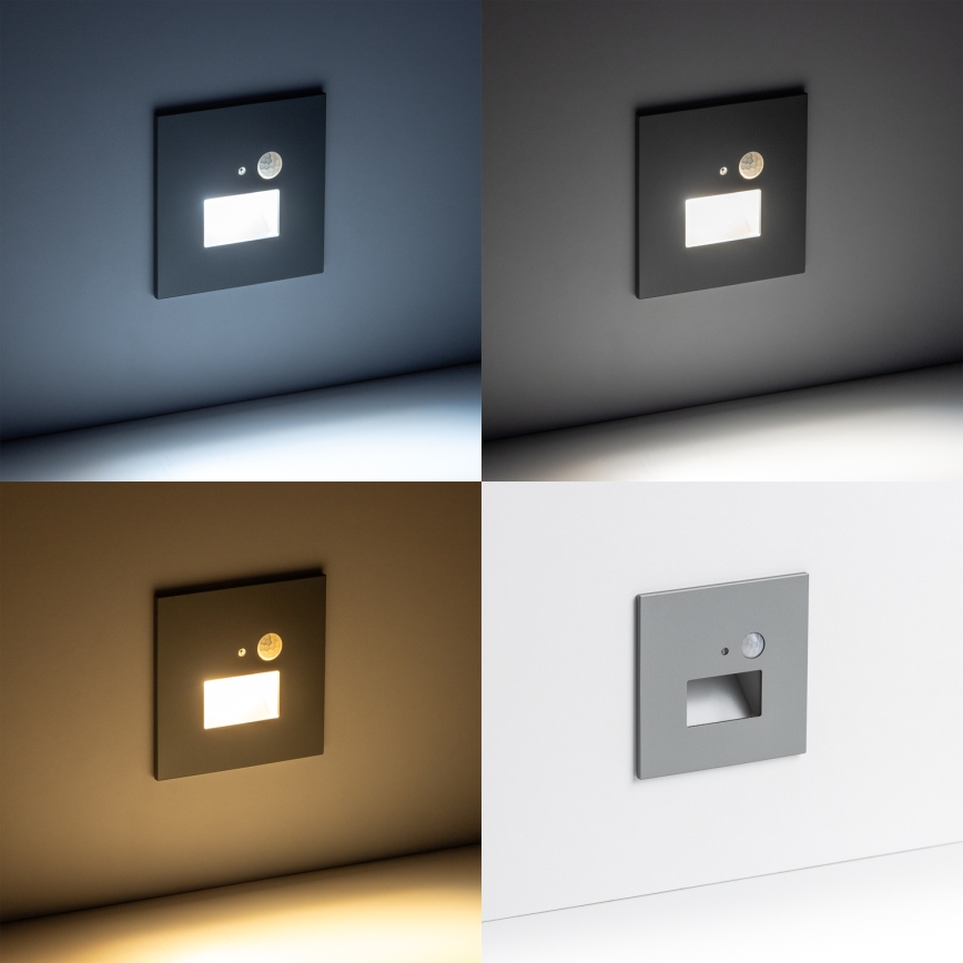 LED svetlo za stepenište sa senzorom pokreta i sumraka LED/1,5W/230V 3000/4000/6000K srebrna